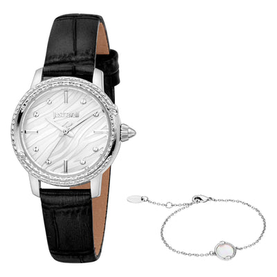 Just Cavalli SET Euforia Slangleder Zwart Zilver