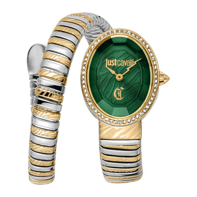 Just Cavalli Signature Snake Velina Prateado Ouro amarelo Verde