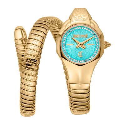 Just Cavalli Signature Snake Fiore Yellow Gold Turquoise