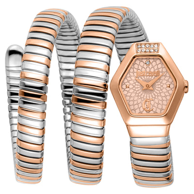 Just Cavalli Signature Snake Romina Zilver Roségoud Roségoud