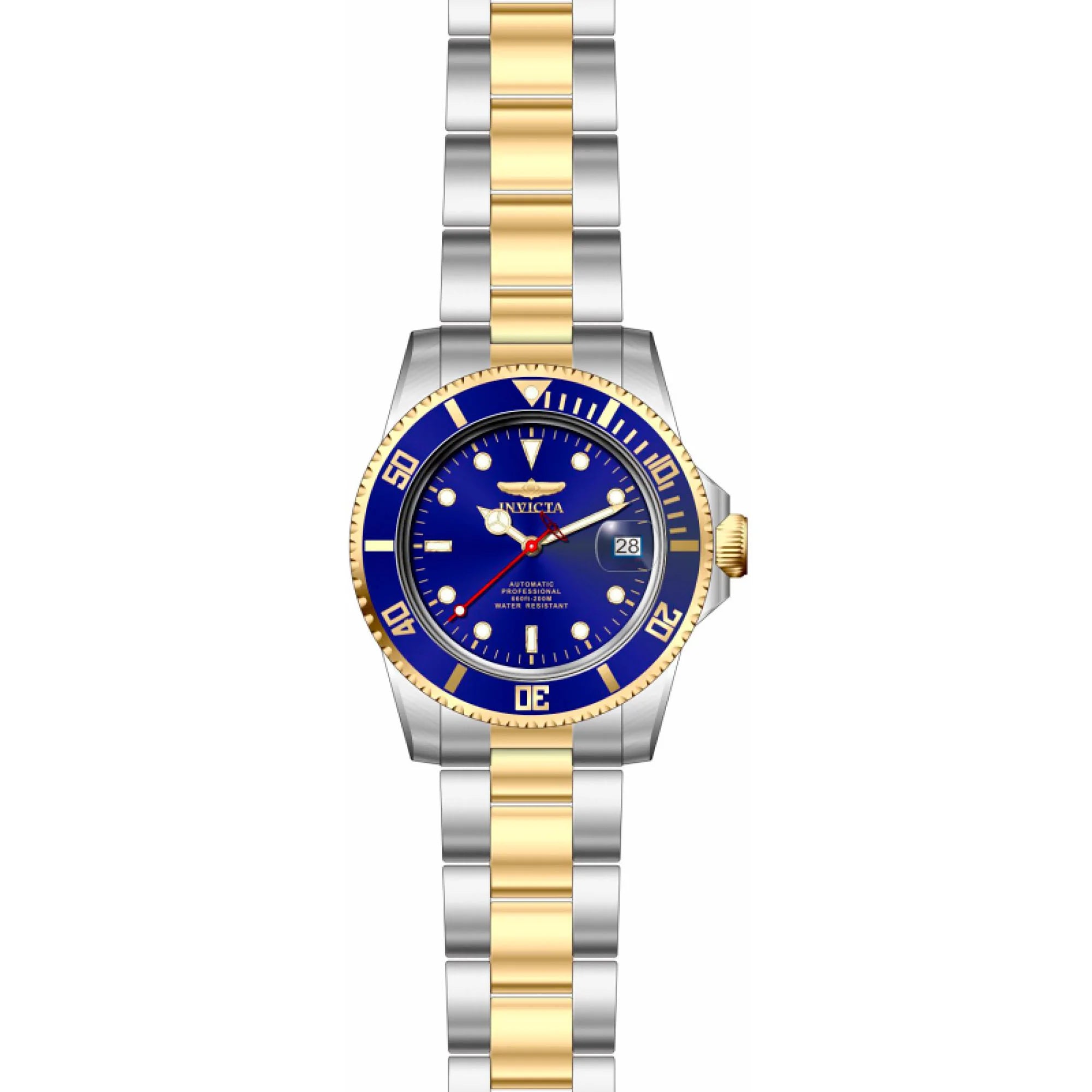 INVICTA Pro Diver - Orologio Automatico Uomo, Acciaio 40mm, Quadrante Oro, 10 Bar