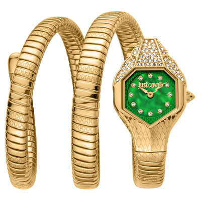 Just Cavalli Signature Snake Glam Evo 7 Doppio Yellow Gold Green