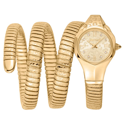 Just Cavalli Signature Snake Ravenna Amarelo Ouro Champanhe