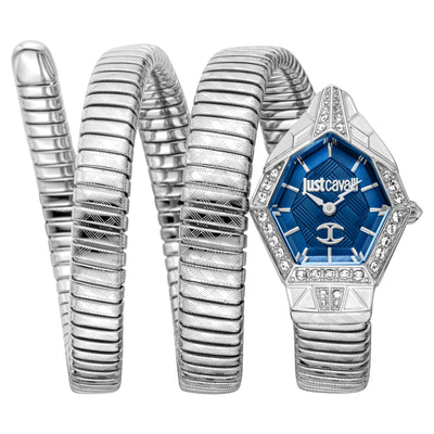 Just Cavalli Signature Snake Mesmerizing Silver Blue