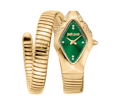 Just Cavalli Signature Snake Ferocious Yellow Gold Green