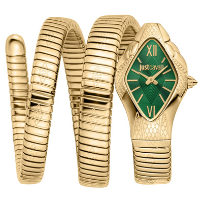 Just Cavalli Signature Snake Cristallo Yellow Gold Bottle Green