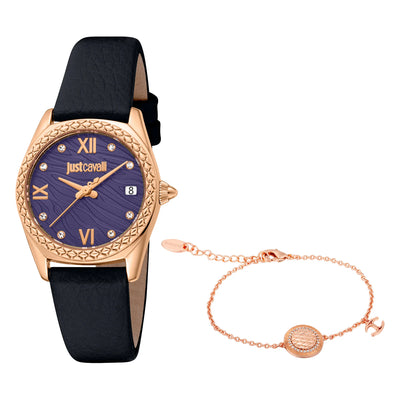 Just Cavalli SET Indomitable Animalier Leather Black Violet