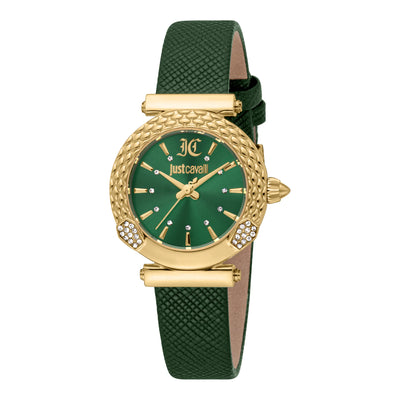 Just Cavalli Animalier Mistero Snake Leather Yellow Gold Green