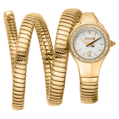 Just Cavalli Signature Snake Vita Žluté Zlato Stříbro