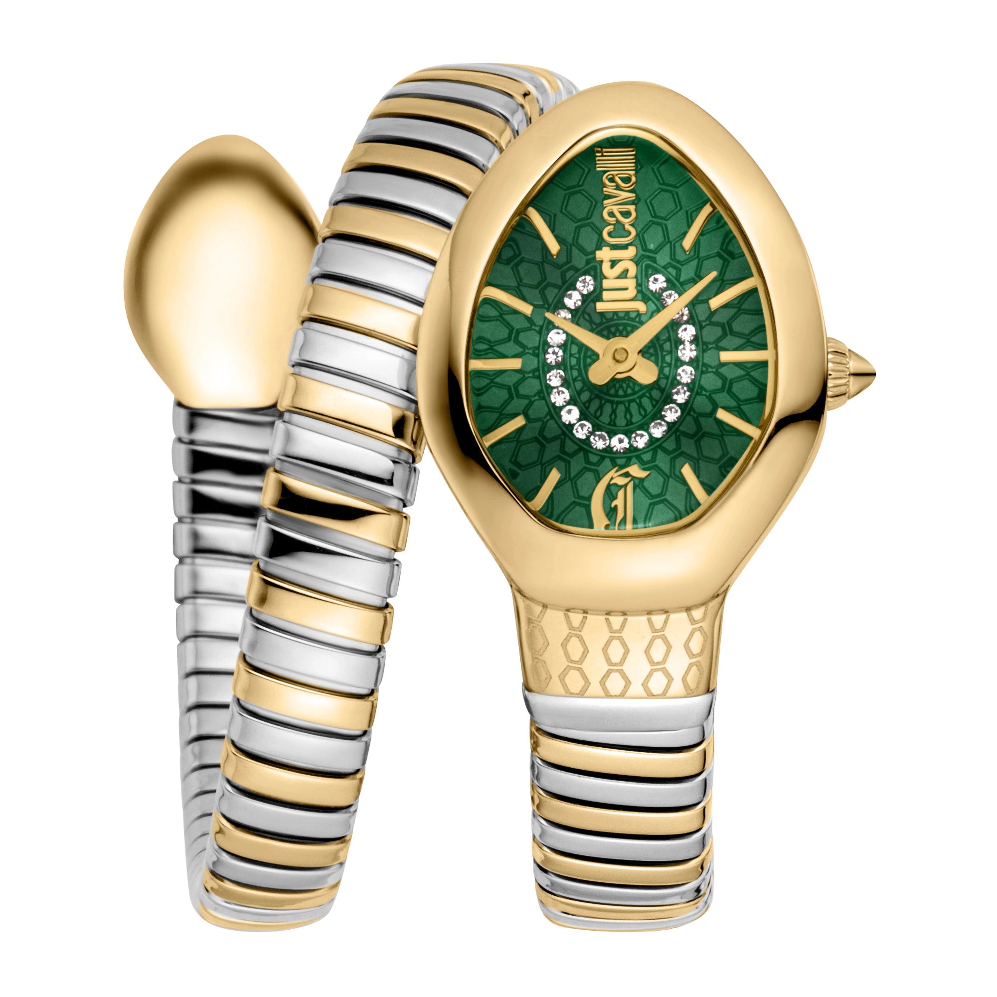 Just Cavalli Just Cavalli Signature Snake Eclisse Two Tones YG Silver Green