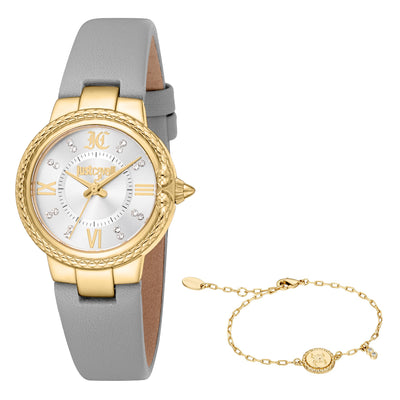 Just Cavalli SET Primavera Snake Leather Light Grey Silver