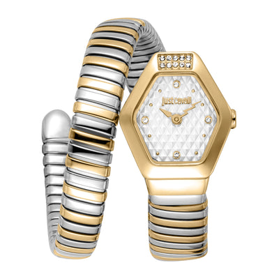 Just Cavalli Signature Snake Splora Silver Yellow Gold
