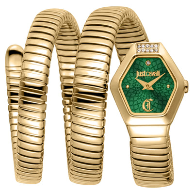 Just Cavalli Signature Snake Romina Yellow Gold Green