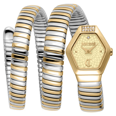 Just Cavalli Signature Snake Romina Silver Yellow Gold Champagne